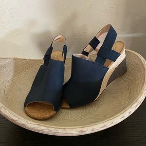 Clarks Navy Blue Wedge Sandals